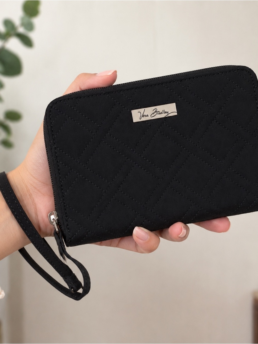 Vera Bradley Black Quilted Wristlet Clutch NWOT
